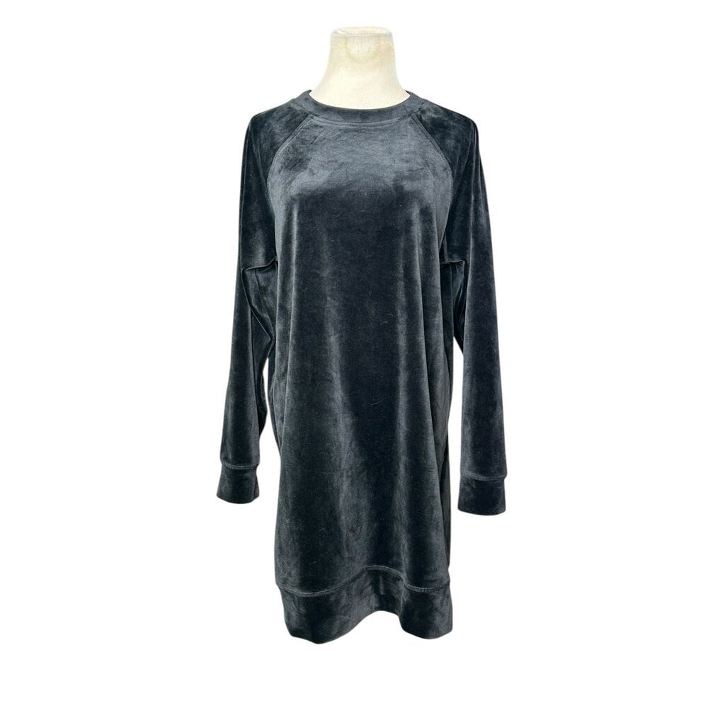 DKNY black velvet long sleeves mini t shirt dress size XS